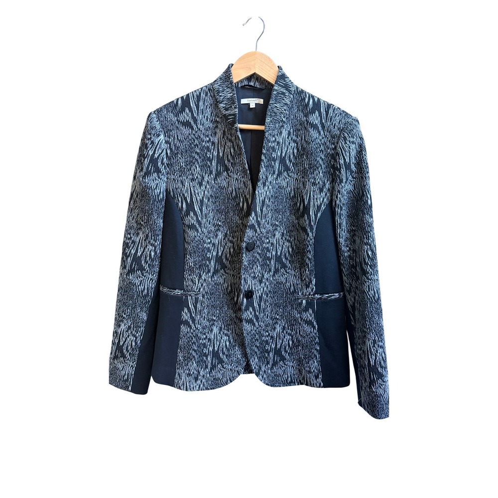 Santorelli Anita1 Blazer Black White Abstract Sz 14 Italian Slimming Designer